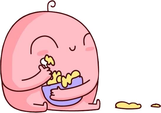 Ilustración de personaje comiendo